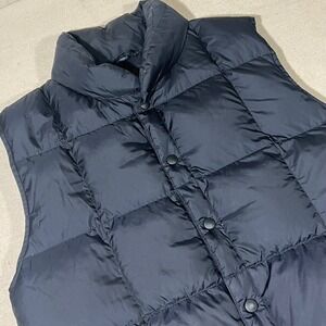 Lands' End Down Puffer Vest Quilted Button‎ Front Lightweight Sleeveless Jacket